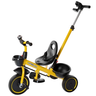 Велосипед трёхколесный с ручкой Плутон для малышей Рыжий кот ВЛ-0614 желтый 1